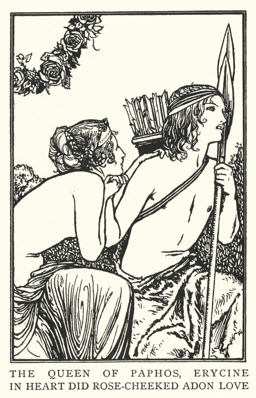 La Reine de Paphos, Erycine, aimait de tout cœur Adon aux joues roses - Robert Anning Bell