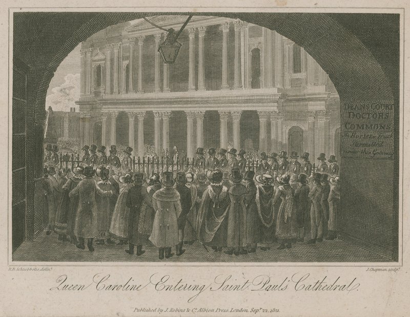 La reine Caroline entrant dans la cathédrale Saint-Paul - Robert Blemell Schnebbelie