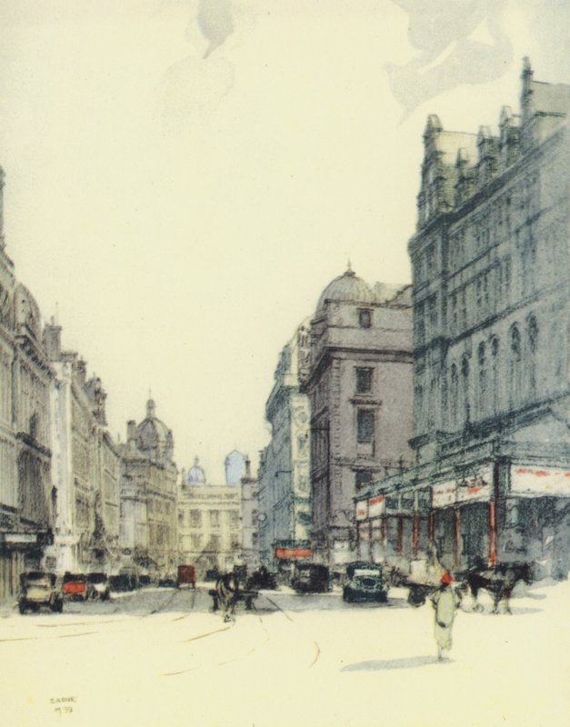 Glasgow : Gordon Street et Central Station (lithographie couleur) - Robert Eadie