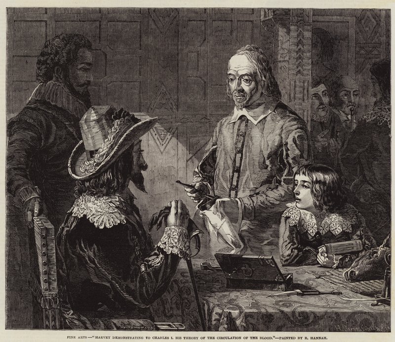 Harvey démontrant à Charles Ier sa théorie de la circulation du sang - Robert Hannah