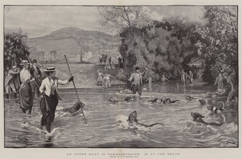 Chasse à la loutre dans le Somerset, à la mort - Robert Walker Macbeth