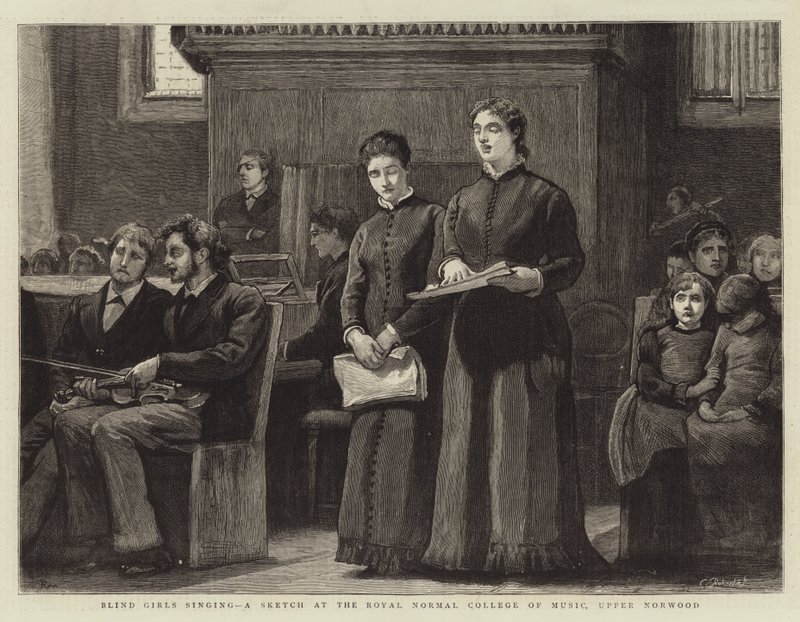 Filles aveugles chantant, une esquisse au Royal Normal College of Music, Upper Norwood - Robert Walker Macbeth