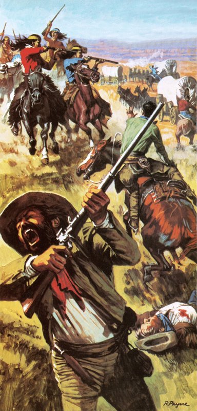 Les Apaches attaquent les réfugiés de Santa Rita - Roger Payne