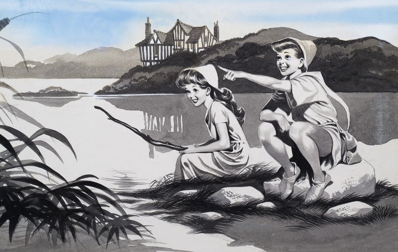 Garçon et fille sur le lac - Ron Embleton