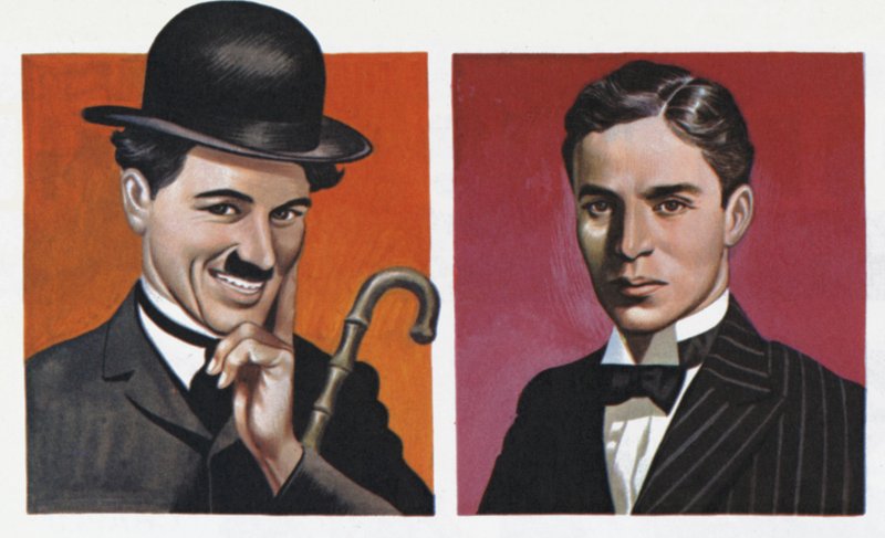 Charlie Chaplin, en costume, et tel qu