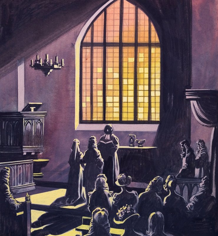 Mariage au dix-huitième siècle (gouache sur papier) - Ron Embleton