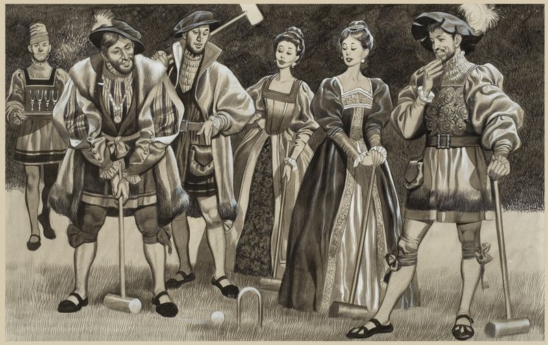 François Ier (1494-1547) jouant au croquet (gouache sur papier) - Ron Embleton
