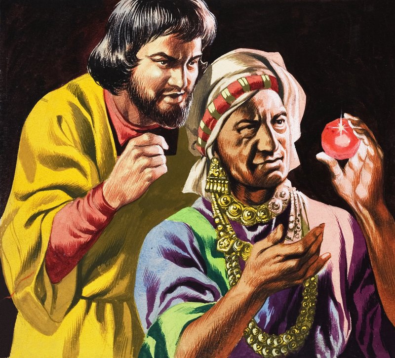 Menace des cannibales, tirée des "Voyages de Marco Polo". - Ron Embleton
