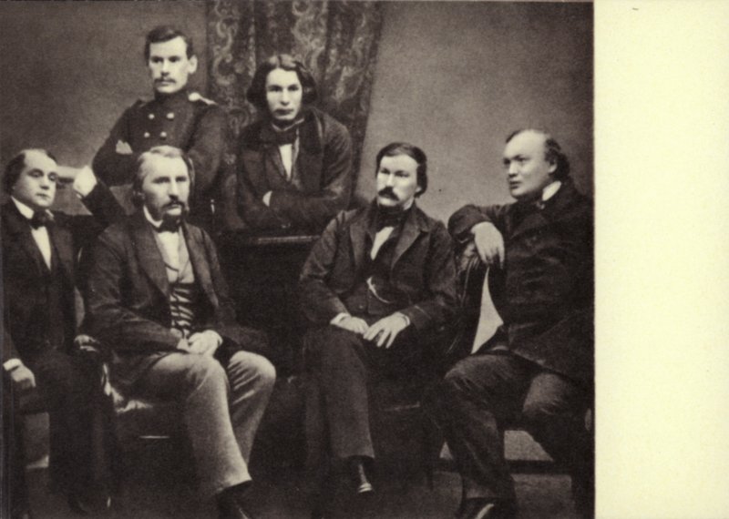 L N Tolstoï avec des écrivains-contributeurs du magazine "Sovremennik", Peterbourg - Russian Photographer