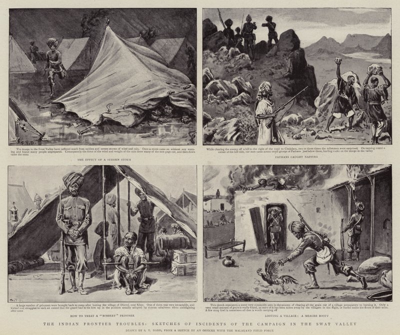 Les troubles de la frontière indienne, croquis d