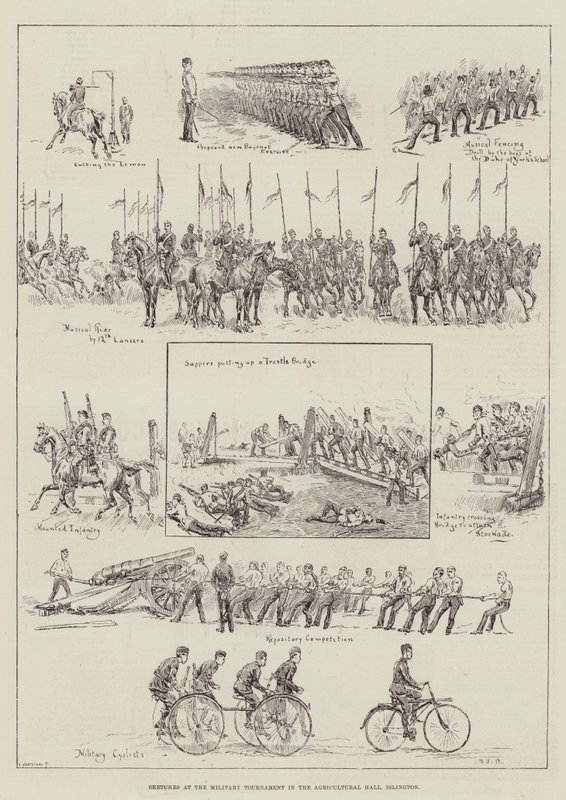 Croquis au tournoi militaire dans le hall agricole, Islington - S.T. Dadd