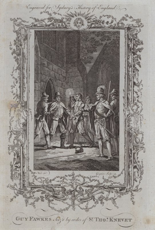 Guy Fawkes arrêté par ordre de Sir Thomas Knevet (gravure) - Samuel (after) Wale