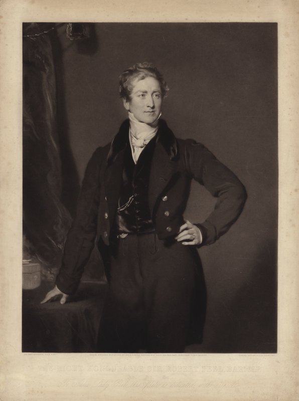 Sir Robert Peel, homme politique conservateur anglais et Premier ministre (gravure) - Samuel Cousins