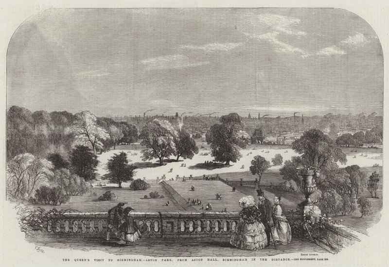 La visite de la reine à Birmingham, Aston Park, depuis Aston Hall, Birmingham au loin - Samuel Read