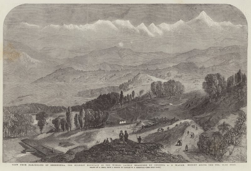 Vue de Darjeeling de Deodhunga, la plus haute montagne du monde, récemment mesurée par le colonel A S Waugh, hauteur au-dessus de la mer, 29002 pieds - Samuel Read