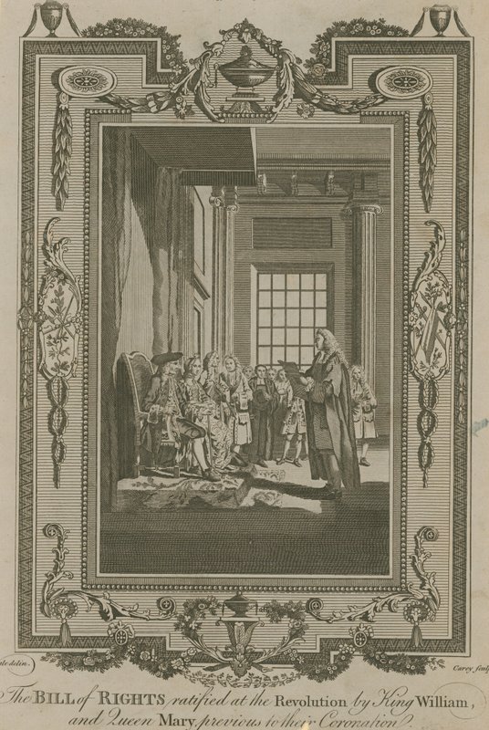 La Déclaration des droits ratifiée lors de la Révolution par le roi Guillaume et la reine Marie - Samuel Wale