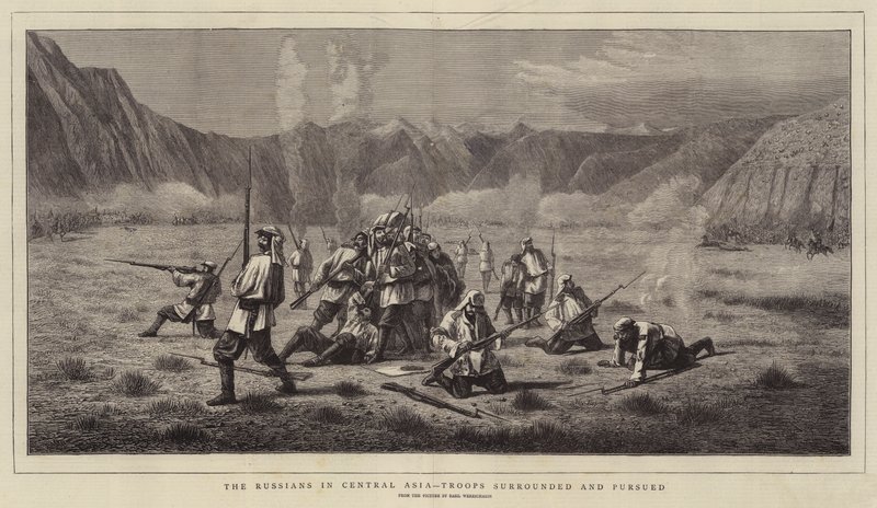 Les Russes en Asie centrale, troupes entourées et poursuivies - School Russian