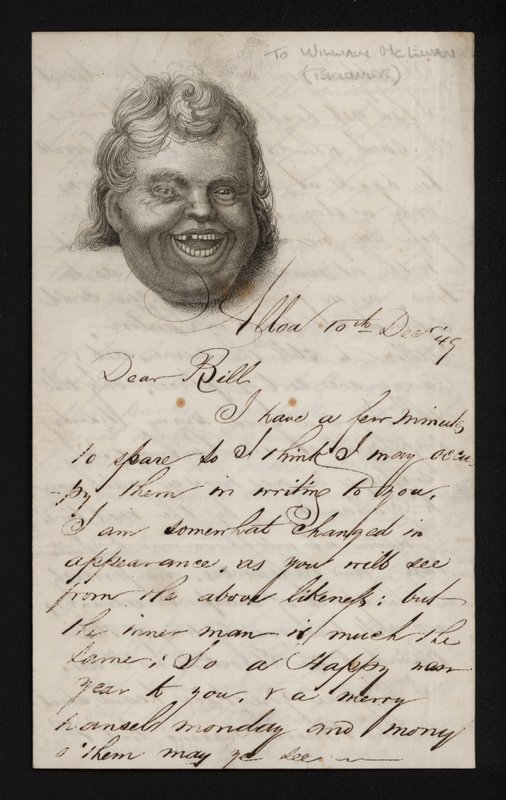 Lettre écrite sur du papier à lettres portant le visage d