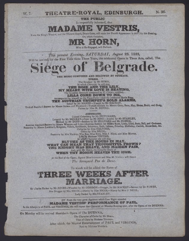 Programme de théâtre pour le Theatre Royal, Édimbourg, 23 août 1823 - Scottish School