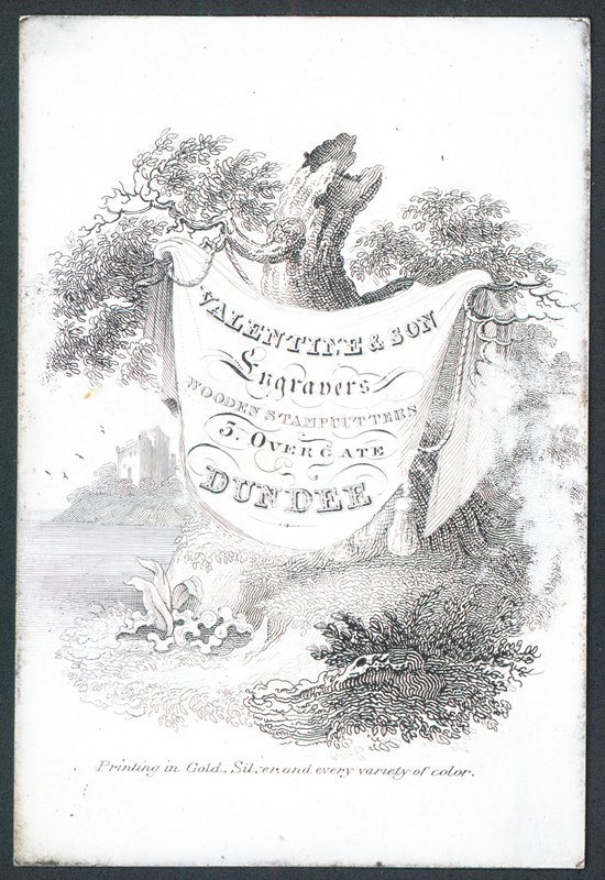 Valentine & Son, graveurs et fabricants de tampons en bois, carte de visite - Scottish School