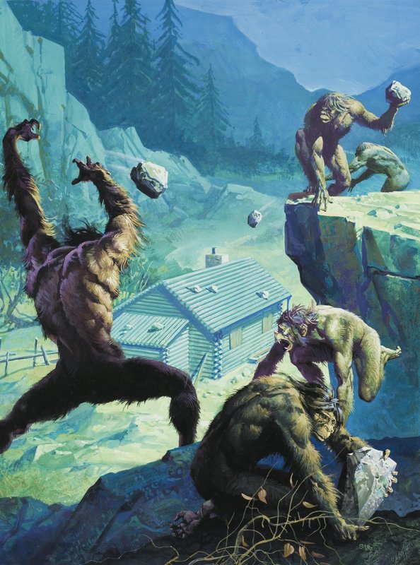 Big Foot, ou les légendaires Man-Apes américains (gouache sur papier) - Severino Baraldi