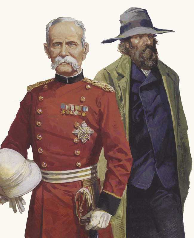 Guerre des Boers : Lord Roberts et Pier Cronje (gouache sur papier) - Severino Baraldi