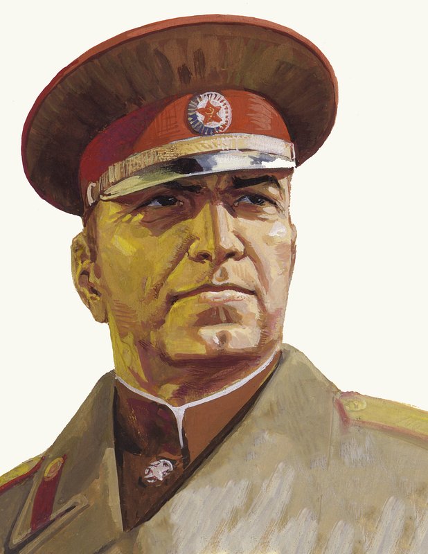 Général russe Georgi Zhukov (gouache sur papier) - Severino Baraldi