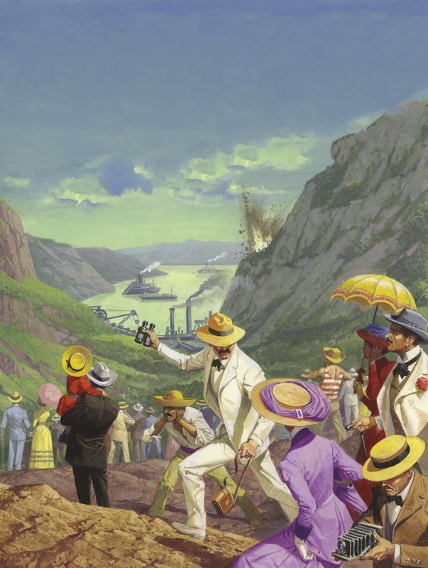 Spectateurs admirant le canal de Panama - Severino Baraldi