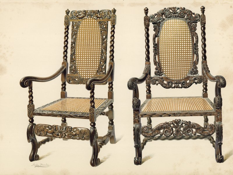 Chaise, propriété de P Macquoid; Chaise, propriété d