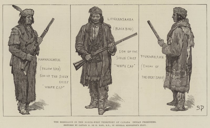 La rébellion dans le territoire du Nord-Ouest du Canada, prisonniers indiens - Sidney Paget