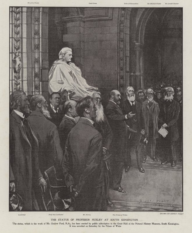 La statue du professeur Thomas Henry Huxley dans le Grand Hall du Musée d