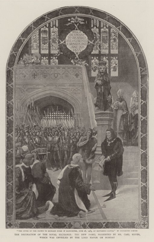 La décoration de la Bourse royale, le nouveau panneau présenté par M. Carl Meyer, dévoilé par le Lord Maire lundi - Sigismund Christian Hubert Goetze