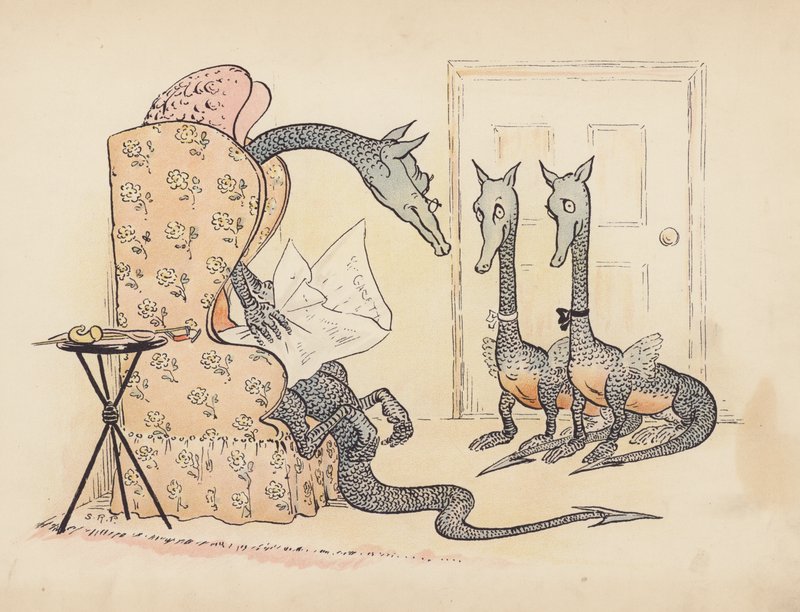 Illustration pour Little Twin Dragons de S Rosamond Praeger (lithographie couleur) - Sophia Rosamond Praeger