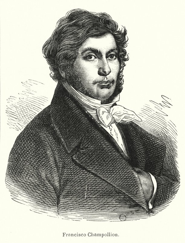 Jean-François Champollion, érudit français, philologue et déchiffreur des hiéroglyphes égyptiens anciens (lithographie) - Spanish School