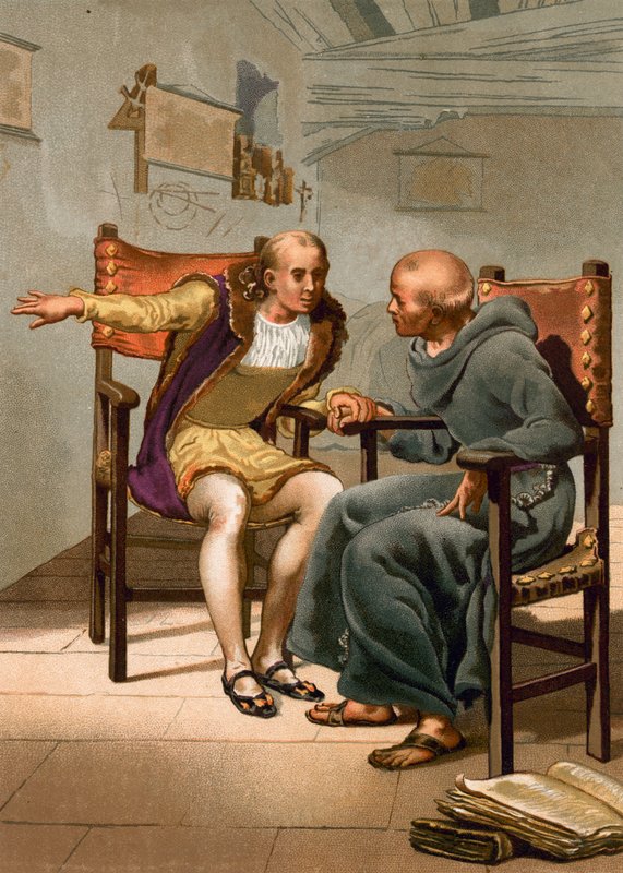 Rencontre entre Colomb et P. Marchena au retour du premier voyage - Spanish School