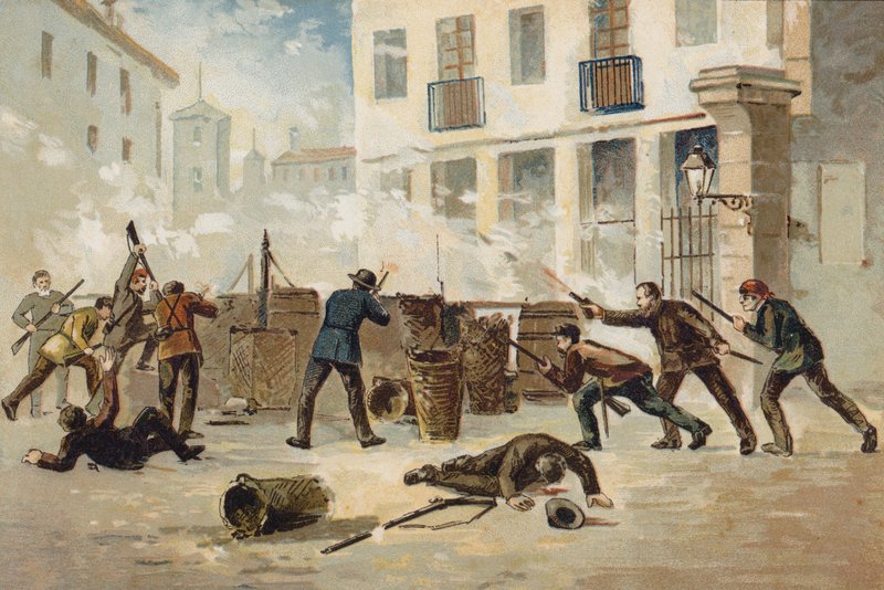 Membres de la milice nationale à Valence refusant de désarmer, Espagne, 1873 - Spanish School
