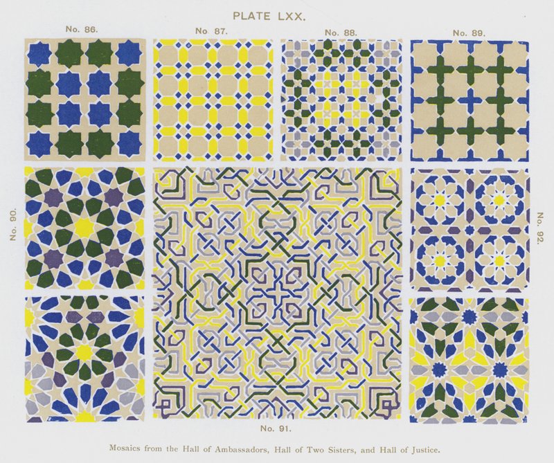 Mosaïques de la Salle des Ambassadeurs, Salle des Deux Sœurs et Salle de Justice - Spanish School