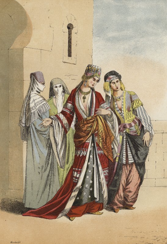 Sultane et princesse turques avec leurs esclaves, Moyen Âge - Spanish School