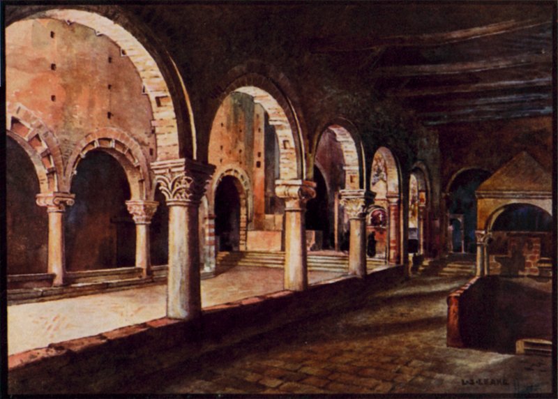 Cathédrales italiennes : Toscanella, vue à travers la nef de San Pietro - Stafford Leake