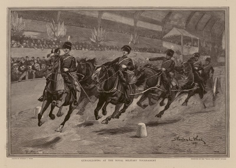 Course de canons au Royal Tournament (gravure) - Stanley L. (after) Wood