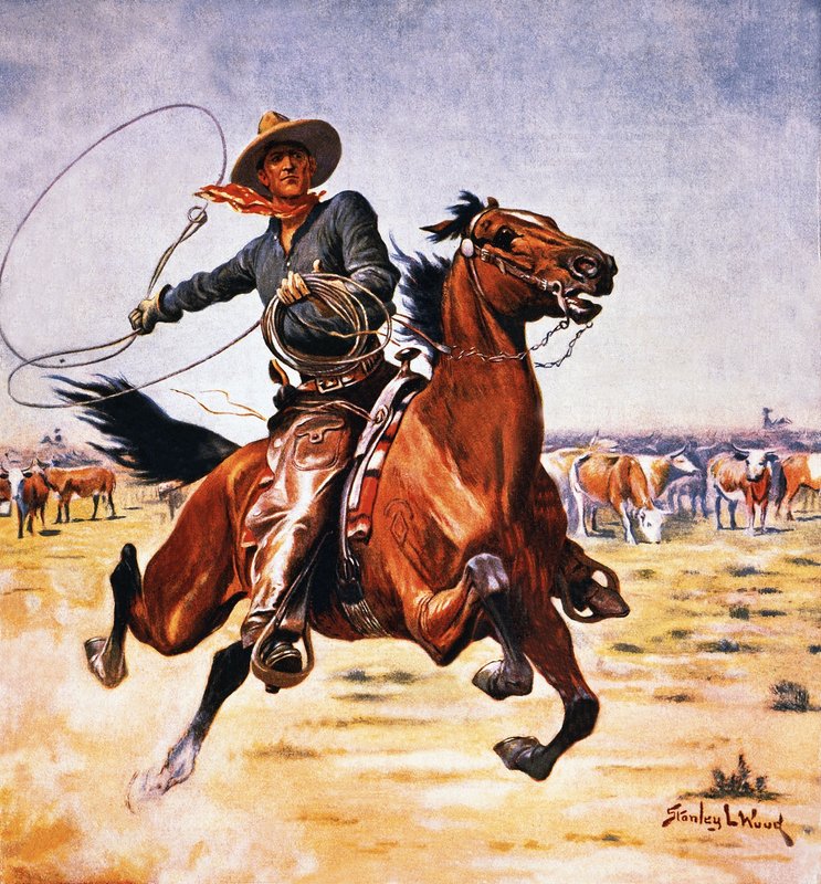Cow-boy avec lasso - Stanley L. Wood