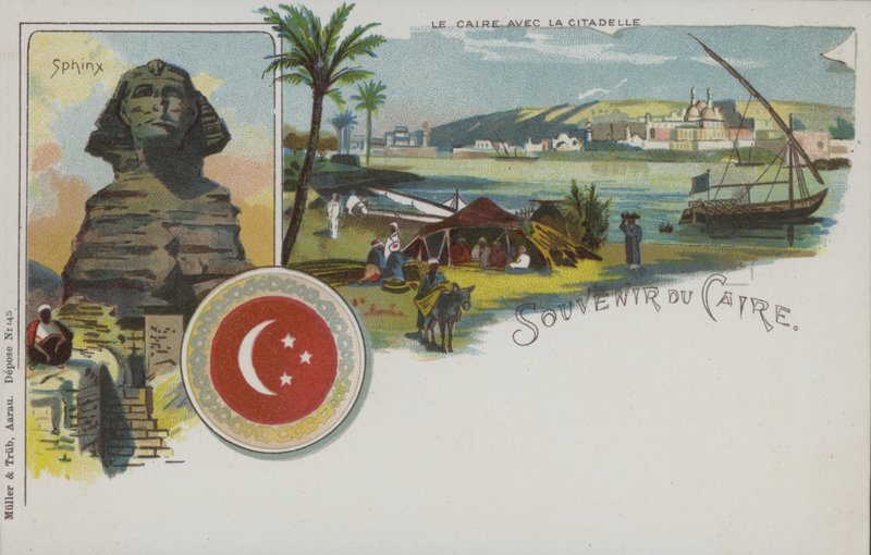 Scènes égyptiennes : Le Caire et sa citadelle, et le Sphinx - Swiss School