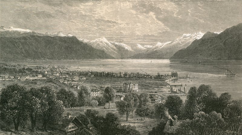 Vevey et la Partie Supérieure du Lac de Genève, en direction de la Vallée du Rhône - Swiss School