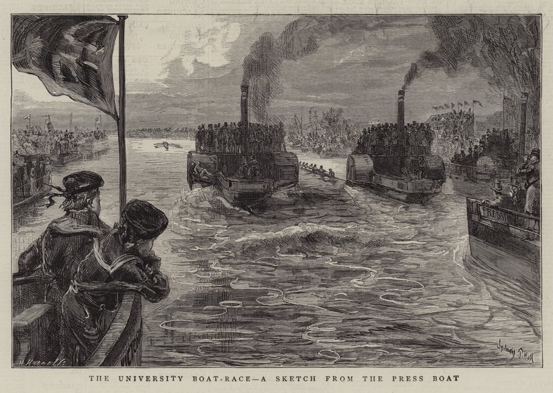 La course de bateaux universitaires, croquis depuis le bateau de presse - Sydney Prior Hall