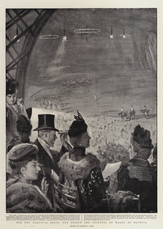 Pour les navires-hôpitaux, le prince et la princesse de Galles à Olympia - Sydney Prior Hall