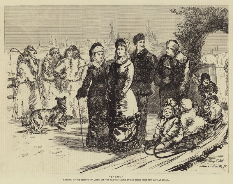 Incog, une esquisse du marquis de Lorne et de la princesse Louise pendant leurs premiers jours à Ottawa - Sydney Prior Hall