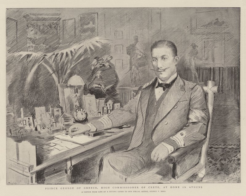 Prince George de Grèce, Haut Commissaire de Crète, chez lui à Athènes - Sydney Prior Hall