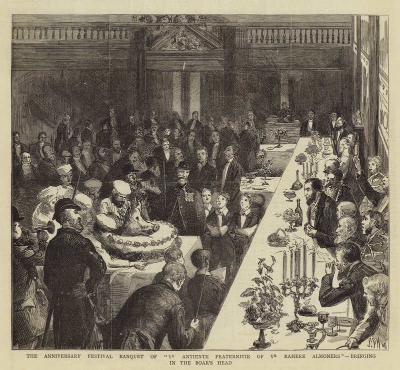 Le Banquet du Festival Anniversaire de Ye Antiente Fraternitie of Ye Rahere Almoners, apportant la tête de sanglier - Sydney Prior Hall