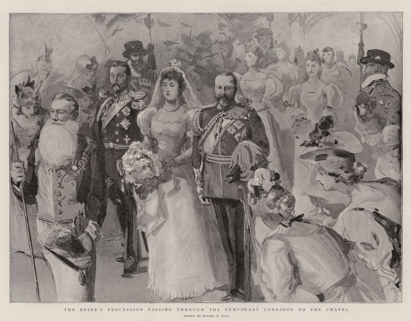 Le cortège de la mariée passant par le couloir temporaire vers la chapelle - Sydney Prior Hall