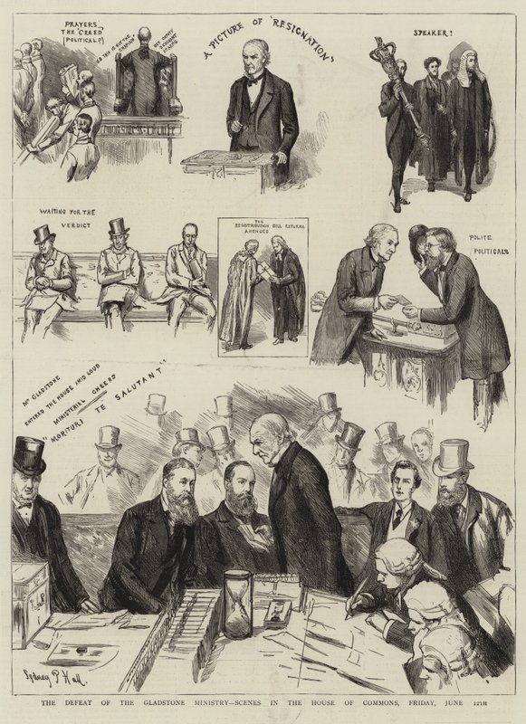 La défaite du ministère Gladstone, scènes à la Chambre des communes, vendredi 12 juin - Sydney Prior Hall